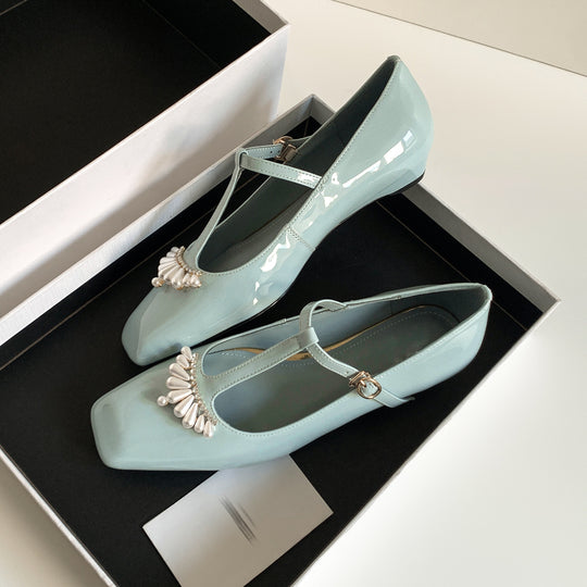 Damen Elegante und stilvolle Ballerinas mit Perlenapplikation R&B