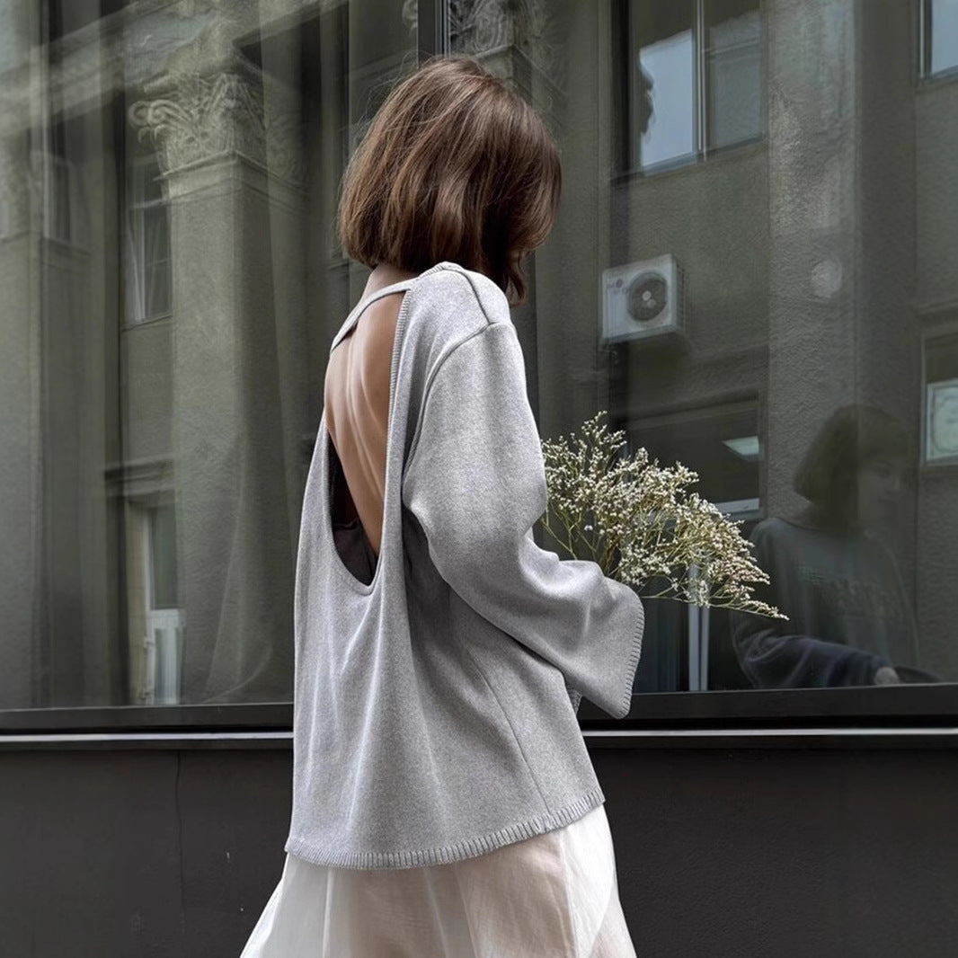 Damen Lässiger Strickpullover mit weitem Schnitt R&B