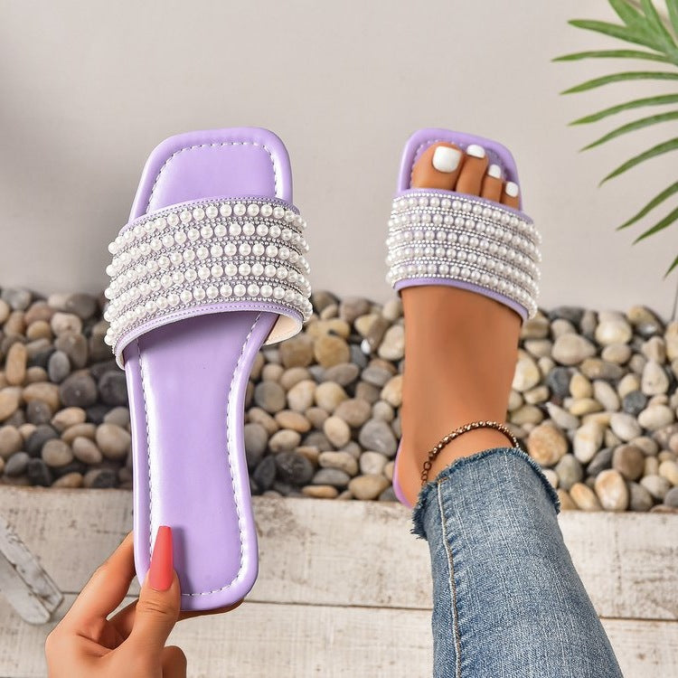 Damen Glamouröse Riemen-Sandalen mit Perlen-Applikation R&B