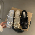 Damen festliche Plateau-Pumps mit glitzernden Pailletten und elegantem Riemchen R&B