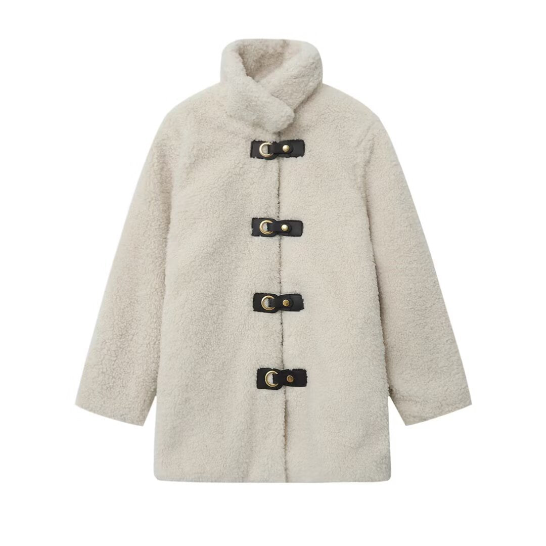 Damen kuschelige Fleecejacke mit dekorativen Knopfverschlüssen R&B