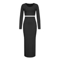 Damen elegantes Crop-Top und langes Maxi-Rock Ensemble
