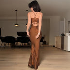 Damen Elegantes figurbetontes Abendkleid mit feinen Spaghettiträgern R&B