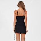Damen Satin Minikleid mit eleganten Spitzenakzenten R&B