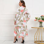 Damen Maxikleid mit botanical Druck und lässigem Schnitt R&B