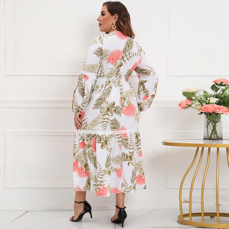 Damen Maxikleid mit botanical Druck und lässigem Schnitt R&B