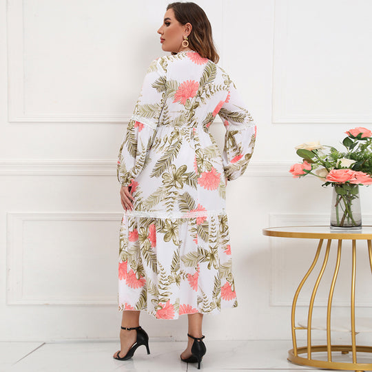Damen Maxikleid mit botanical Druck und lässigem Schnitt R&B