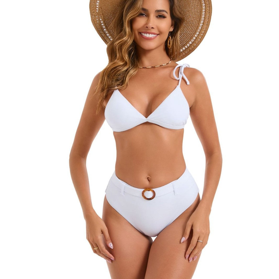 Damen Triangel-Bikini-Set mit verstellbaren Trägern und elegantem Bund R&B
