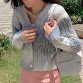 R&B | Strickjacke Gestrickt Bequeme Passform Voluminöse Ärmel Zopfmuster