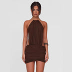 Damen elegantes Minikleid mit schickem Ringverschluss R&B