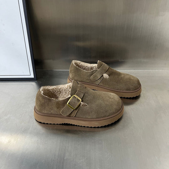 Damen Gemütliche Clogs mit warmem Innenfutter und praktischem Schnallenverschluss R&B