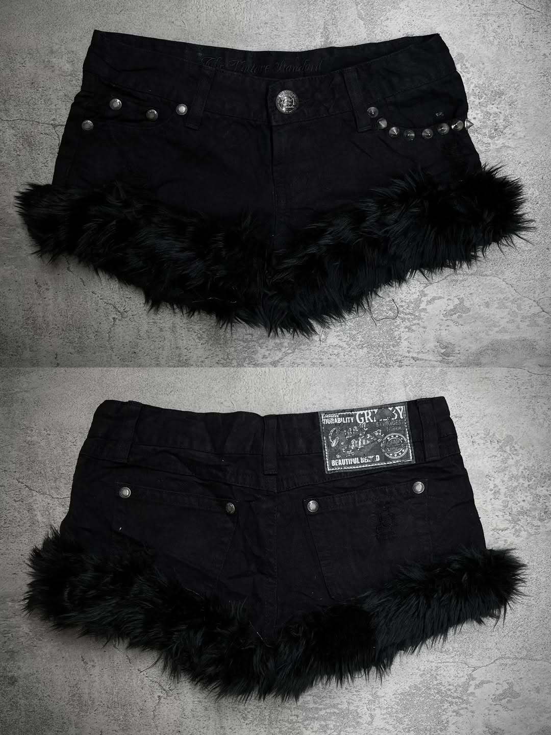 Damen Kurze Jeans mit flauschigen Saum R&B