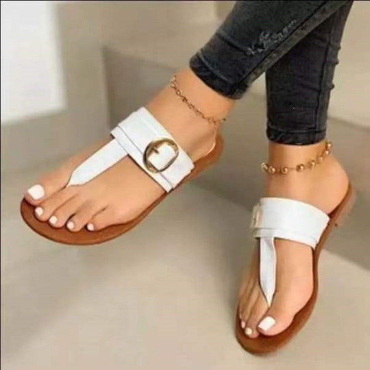 Damen Stilvolle Zehentrenner-Sandalen mit modischem Schnallen-Detail R&B
