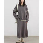 Damen Strickensemble mit lässigem Schnitt und dekorativen Akzenten