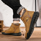 Damen robuste Schnürboots aus Kunstleder mit rutschfester Profilsohle
