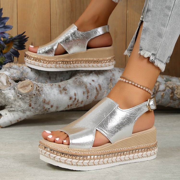 Damen Glitzernde Plateau-Sandalen R&B