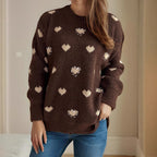 Damen kuscheliger Pullover mit herzförmigem Design und weichem Material R&B