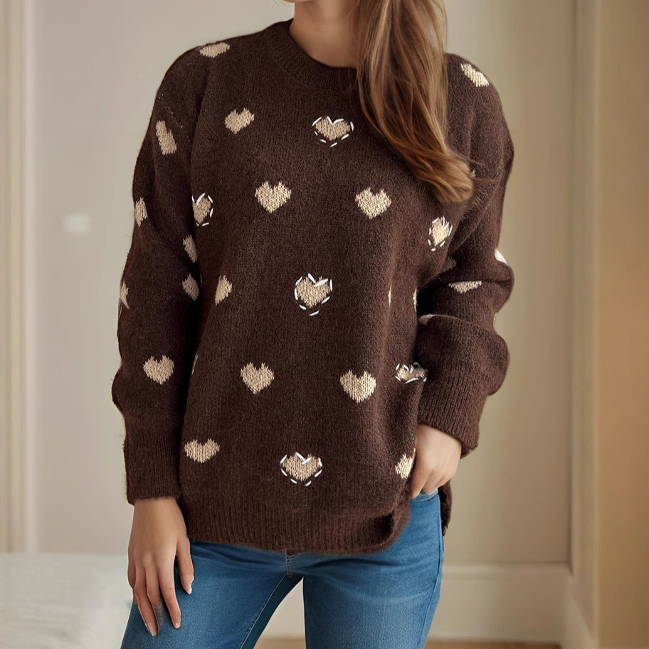 Damen kuscheliger Pullover mit herzförmigem Design und weichem Material R&B