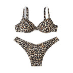 Damen Triangel-Bikini mit tierischem Muster und elegantem V-Ausschnitt