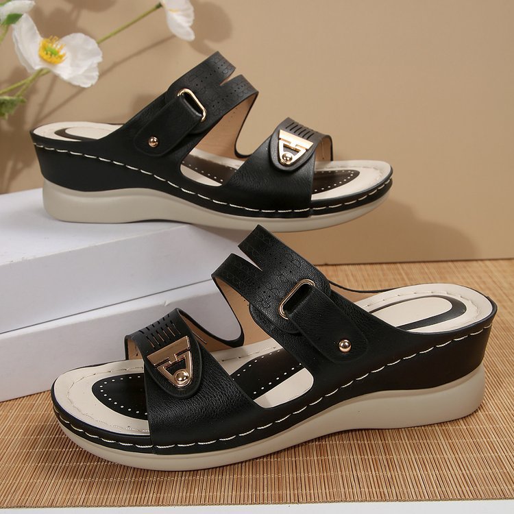 Damen Wedge-Sandalen mit verstellbarem Riemen und modischem Schnitt R&B