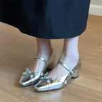 Damen elegante Ballerinas mit glamourösen Schmuckdetails R&B