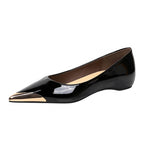 Damen elegante spitze Ballerina-Pumps mit glänzendem Metallic-Akzent R&B
