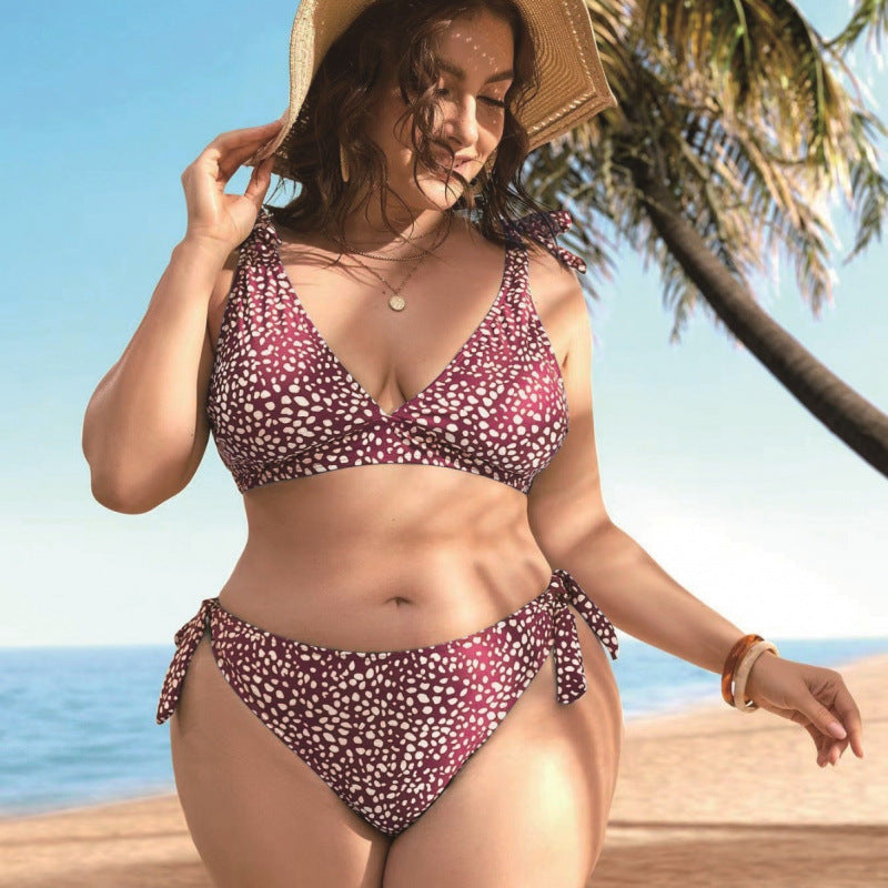 Damen Triangel-Bikini mit verspielten Schleifen und modischem Muster R&B