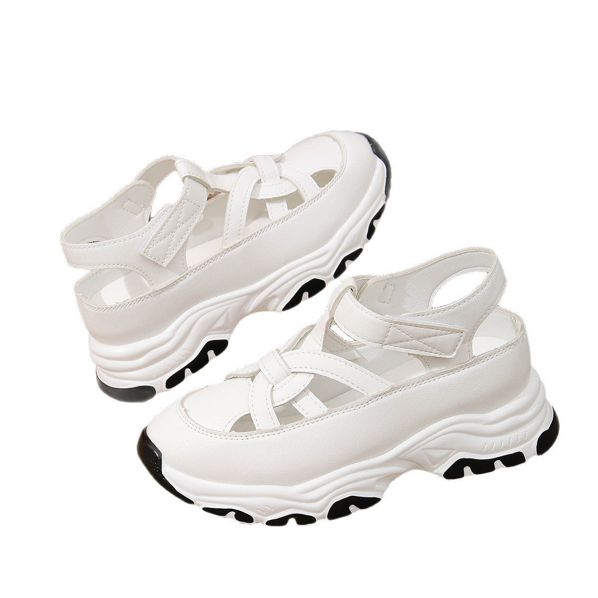 Damen Sportliche Sneaker-Sandalen mit elastischen Riemen und rutschfester Sohle R&B