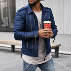 Herren Bikerjacke mit Steppungen und Reißverschlüssen R&B
