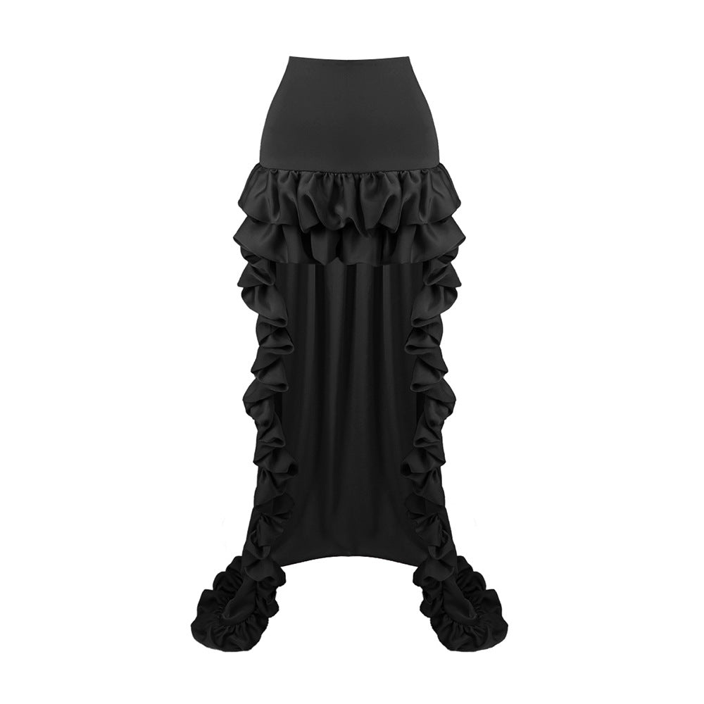 Damen glamouröses Cocktailkleid mit voluminösen Rüschen und transparenten Ärmeln R&B