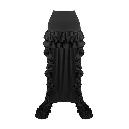 Damen glamouröses Cocktailkleid mit voluminösen Rüschen und transparenten Ärmeln R&B