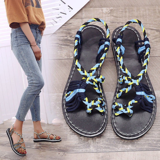 Damen Freizeit-Sandalen mit kunstvoll geflochtenem Riemen-Design R&B