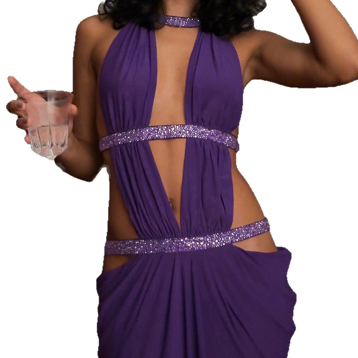 Damen Maxikleid mit tiefem V-Ausschnitt und elegantem Rückendetail R&B