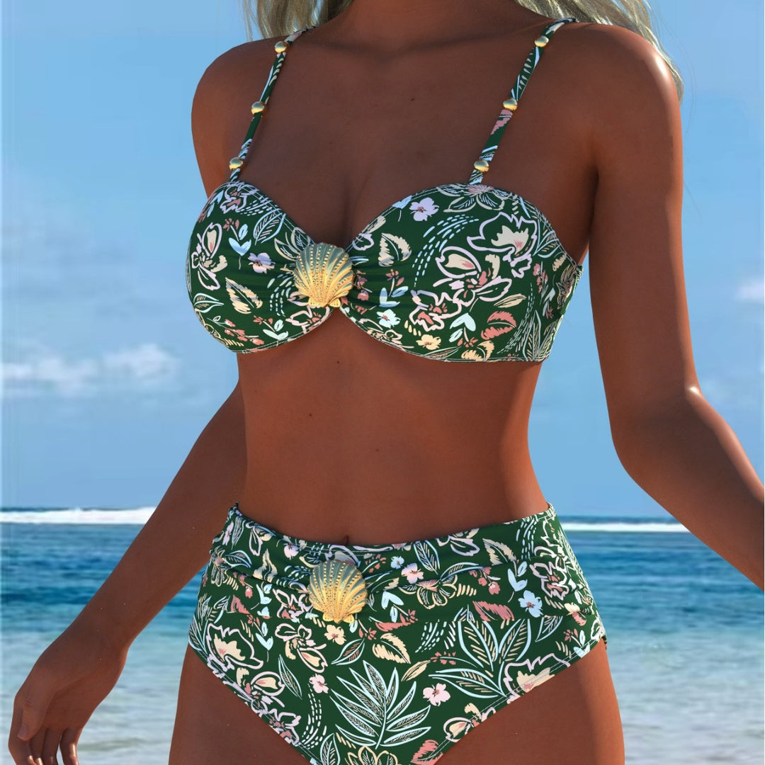 Damen Bikini-Set mit elegantem Balconette-Oberteil und hochgeschnittenen Badeshorts R&B