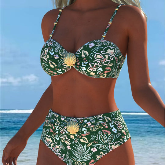 Damen Bikini-Set mit elegantem Balconette-Oberteil und hochgeschnittenen Badeshorts R&B