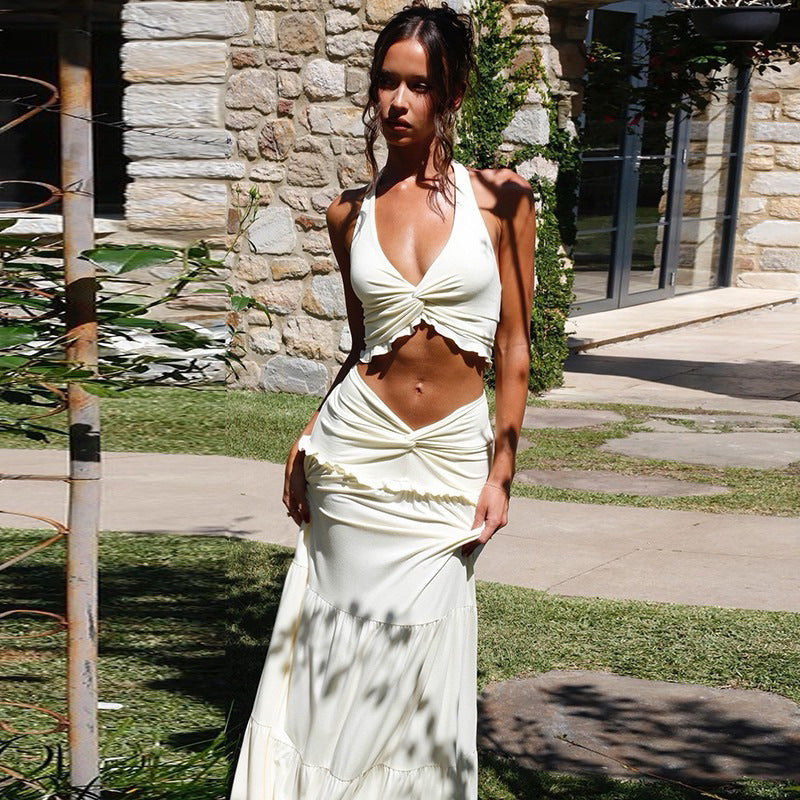 Damen Maxikleid mit verspieltem Cut-Out und Rüschendetails R&B