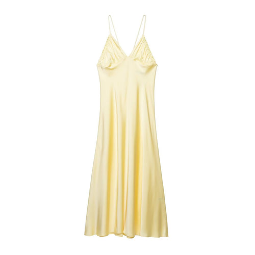 Damen Slipdress mit verführerischem V-Ausschnitt und feinen Rüschendetails R&B