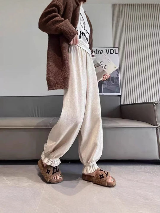Damen bequeme Palazzohose aus glänzendem Material R&B