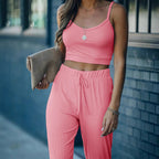 Frauen Ribbed Cropped Lounge Set