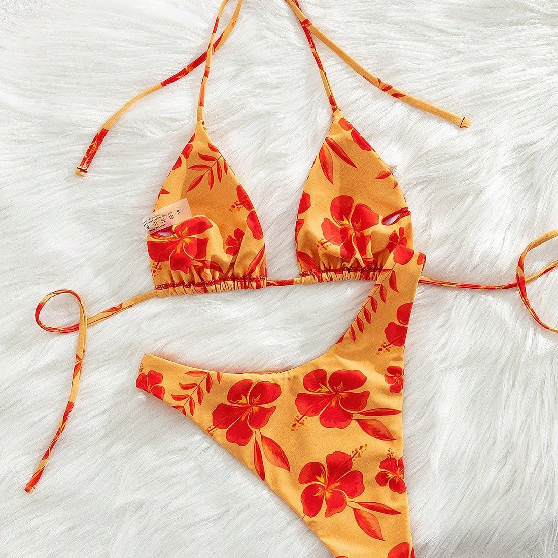 Damen Triangel-Bikini-Set mit floralem Design R&B