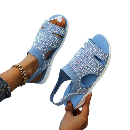 Damen komfortable Sandalen mit funkelnden Strassdetails R&B