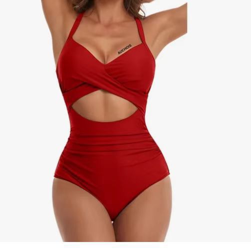 Damen Einteiliger Bikini mit modischem Cut-Out und Animal-Print R&B