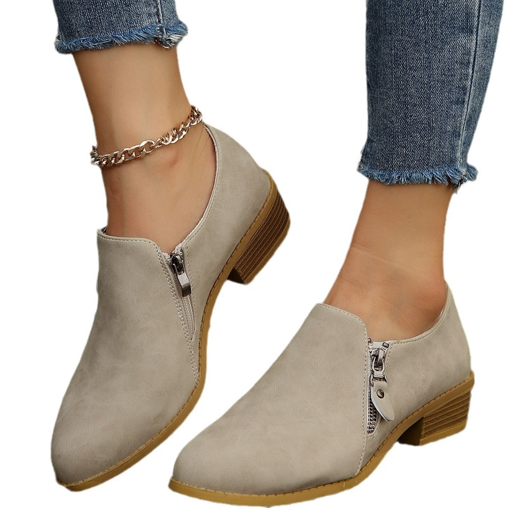 Damen elegante Stiefeletten mit modischem Reißverschluss und komfortablem Blockabsatz R&B