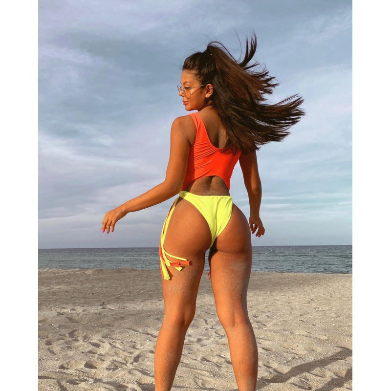 Damen Badeanzug mit Cut-Outs und Fransen R&B