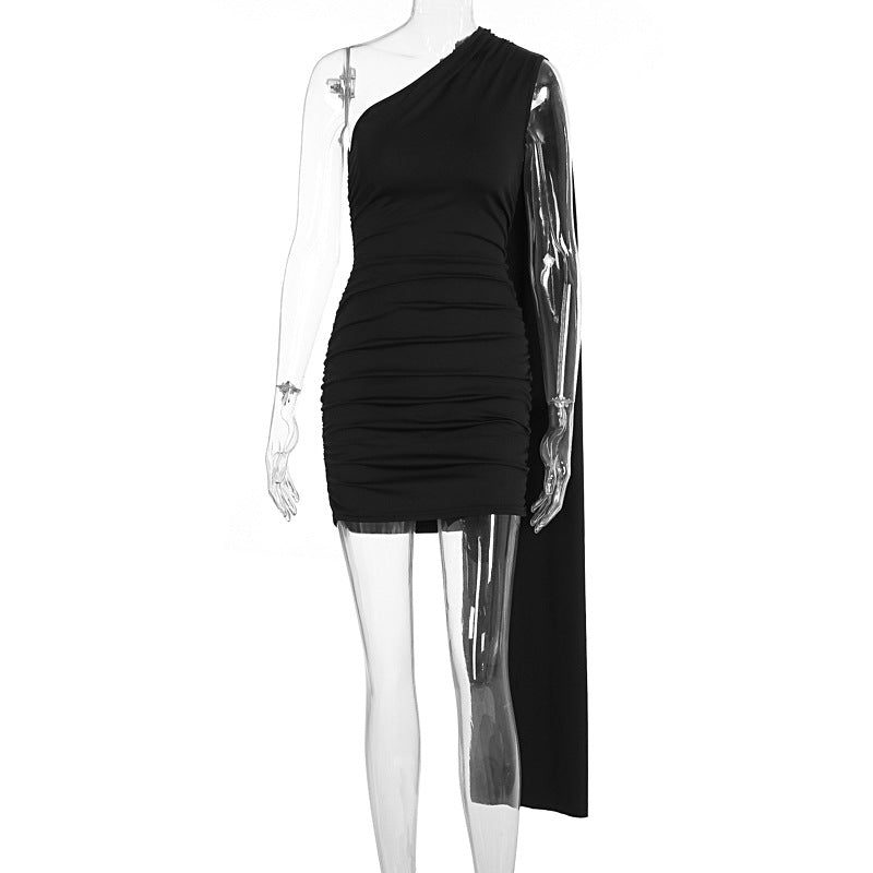 Damen Figurbetontes Kleid mit asymmetrischem Ärmel und elegantem Schnitt R&B