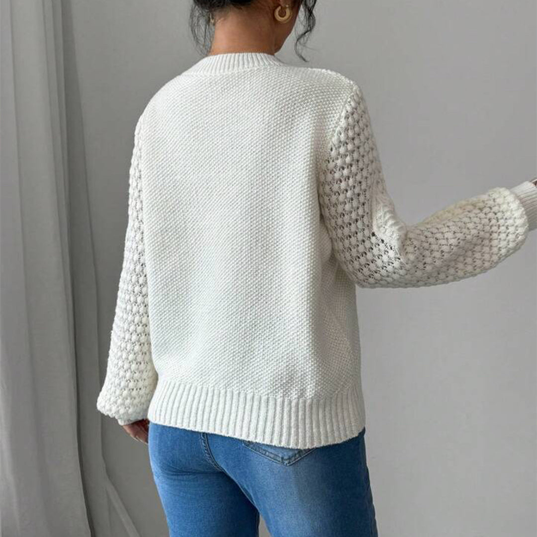 Damen modischer Pullover mit raffinierten Strickdetails R&B