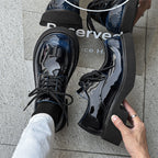 Damen Hochglänzende Schnürschuhe mit dicker Sohle und modischem Design R&B