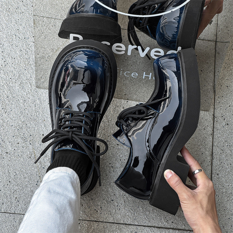 Damen Hochglänzende Schnürschuhe mit dicker Sohle und modischem Design R&B