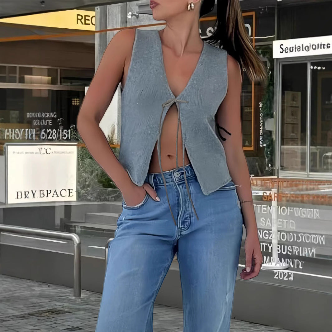 Damen Crop-Oberteil mit raffiniertem Schnürdesign R&B