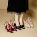Damen elegante Slingback-Pumps mit dekorativem Schleifendetail